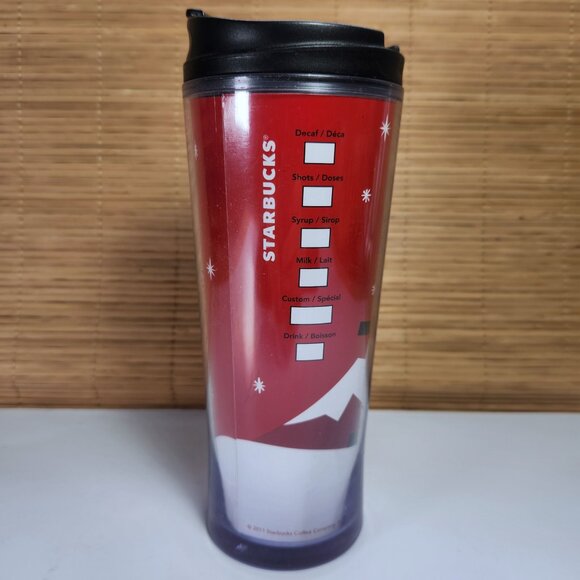 Starbucks 2011 Travel Tumbler Cup Holiday Snow Fun Christmas Dog and Snowflakes - Picture 5 of 14
